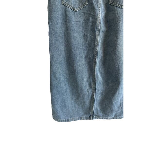 Micas Women's Large Light Blue Wash Slit Denim Pocket Cotton Blend Midi Skirt - Picture 9 of 12